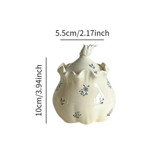 Real Deal Ceramic Kitchen Storage Jar With Secure Lid For Coffee Beans Sugar Flour And Nuts Pretty Sweet Floral Design 400ml size.