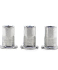 Top Tier 10 Pack Flat Head Threaded Inserts M3 To M12 Aluminum Rivet Nuts showcasing three sizes for various projects.