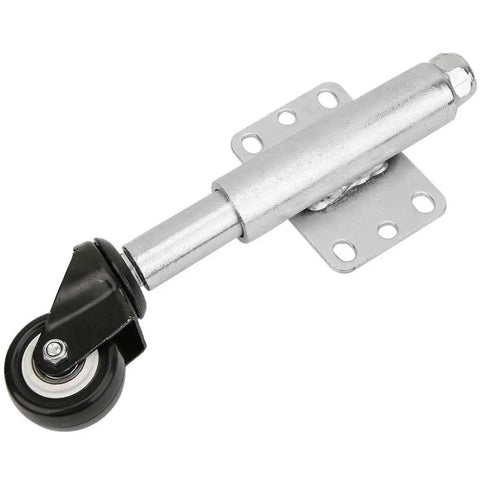 Heavy Duty PU Gate Wheels Featuring Spring Loaded Swivel Casters That Deliver Rock Solid 110 Lb Capacity And Roll Like A Dream While Keeping Heavy Doors Gliding Smooth As Silk, showing durable metal and black roller.