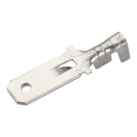 Heavy Duty Quarter-Inch Male Spade Terminals Tin-Plated Copper Quick Splice Crimp Connectors For 18-16 AWG Wire close-up