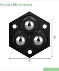 Heavy Duty Self Adhesive Furniture Caster Set Features 360 Degree Swivel Ball Wheels with dimensions shown, 2x2 inches.