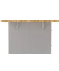 Heavy Duty 12 Bay Locker Workbench Station, Gray Baked Enamel Steel Frame With Solid Hardwood Top, 64x54x33 Shop Table, side view with gray panels and wood top.