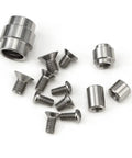Heavy Duty Titanium Screw Pivot Upgrade Kit With Lanyard Tube Standoff Spacer And Blade Stop Hardware, assorted titanium screws and spacers.