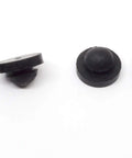 Push In Ridged SBR Rubber Bumper Foot Black, 9/16 Inch Diameter, 1/8 Inch Height, Pack of 6, side view on white background