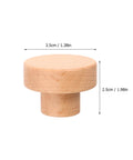 Round Beech Wood Cabinet Handles 4 Pack Circular Drawer Pulls 35mm Single Hole Mount Farmhouse Style Kitchen Cabinet Hardware