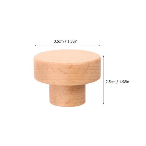 Round Beech Wood Cabinet Handles 4 Pack Circular Drawer Pulls 35mm Single Hole Mount Farmhouse Style Kitchen Cabinet Hardware