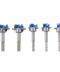 Top Rated Five Piece Forstner Bit Set Delivers Smooth As Butter Hole Boring For Dead Nuts Precise Woodworking Projects, sizes 15 to 35 mm.