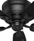 Close-up of Low Profile 48 Inch Ceiling Fan No Light For Indoor Or Outdoor Use Damp Rated Flush Mount Matte Black With Five Blades Sea Wind 53118