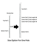 Heavy Duty Steel Tent Pole Replacement Set With 75 Inch Adjustable Rods, 0.6 Inch Diameter, 2 Pack, Rust Resistant, size options diagram