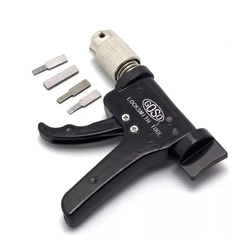 Lock Spinner Quick Gun Turning Tool With Magnetic Head and three interchangeable muzzles for pin tumbler cross and auto locks