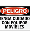 OSHA Danger Heads Up Watch Out For Moving Equipment Sign Aluminum Metal Sign 8x12 Inches With Four Pre Drilled Holes Spanish English