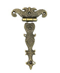 Vintage Brass Plated Cabinet Butt Hinges 2 Pack 113X69mm Heavy Duty Furniture Hardware, ornate design for jewelry boxes and crafts.