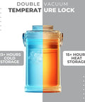 Double wall vacuum insulated stainless steel breast milk cooler shows cold storage for 23+ hours and heat for 15+ hours.