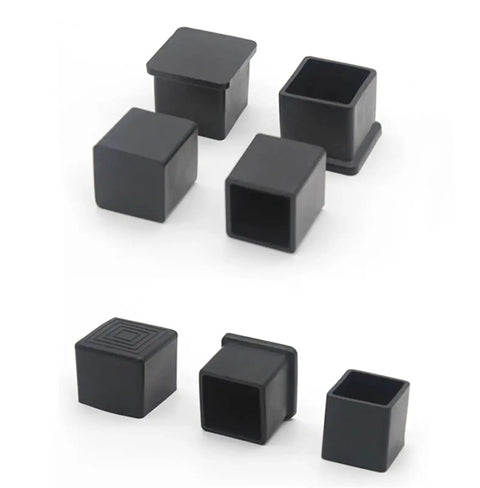 Heavy Duty Rubber Furniture Glide Caps Square Chair Leg Covers Non Slip Floor Savers showing various rubber caps in a bulk pack.