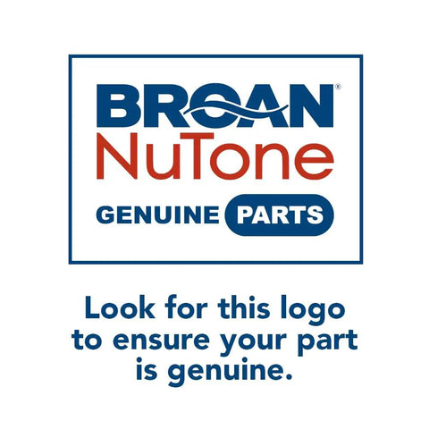 Broan NuTone genuine parts logo, ensuring authenticity of replacement fan blower assembly for bulb heaters with motor blade and bracket.