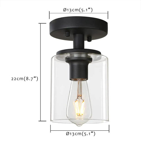 Dope Industrial Ceiling Light Fixture With Glass Shade 1 Light Flush Mounted Pendant Lighting Chandelier dimensions detail