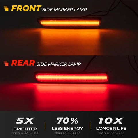 Acura TL Amber Red LED Side Marker Lights Smoked Lens Front and Rear Left and Right Replacement Kit Fits 2004 2008