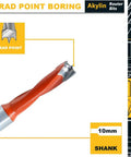 Precision Brad Point Boring Bits And Dowel Drill Bits 8mm X 57mm with sharp carbide tips and 10mm shank for clean recesses.