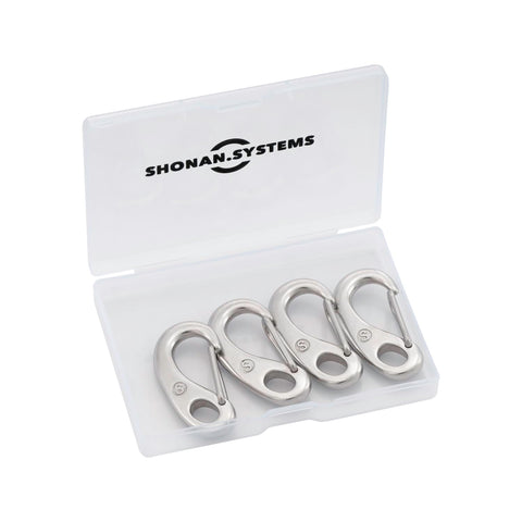 1.93 Inch Flag Clips For Rope And Marine Grade Stainless Steel Carabiners 90 Lbs Capacity 4 Pack in clear case