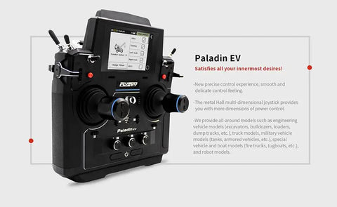 Badass Paladin Ev Rc Transmitter showcasing smooth Hall sensor gimbals and clear display screen for precise RC control.