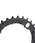 Close-up of teeth and mounting holes on 32T 104mm BCD Steel Round Chainring for 9 Speed Mountain Bikes Beefy Steel Build With Quiet Ride And Top Notch Chain Retention Durable MTB Replacement Part.