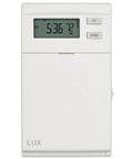 Line Voltage Programmable Thermostat with 5 2 Day Schedule, front view, white, LCD screen, UL Listed for baseboard heating