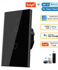 2 Gang Glass Panel WiFi Smart Light Switch With Touch Control, Alexa and Google Home compatible, showing touch interface