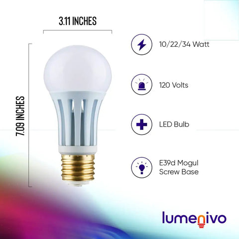 Hard To Find Mogul Base 3 Way LED Bulbs E39 PS25 120V Soft White 1320 Lumens Large Base Floor Lamp Bulbs 1200 Hour Life 2 Pack