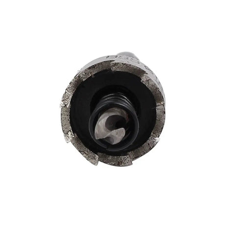 18.2mm Hole Saw Set Pro Grade With 66mm Length And HSS Material, close-up of hole saw showing cutting teeth and twist drill bit.
