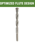 Front view: HLOFIZI masonry drill bit, 1/2 in x 8 in, carbide tipped, 3-flat shank