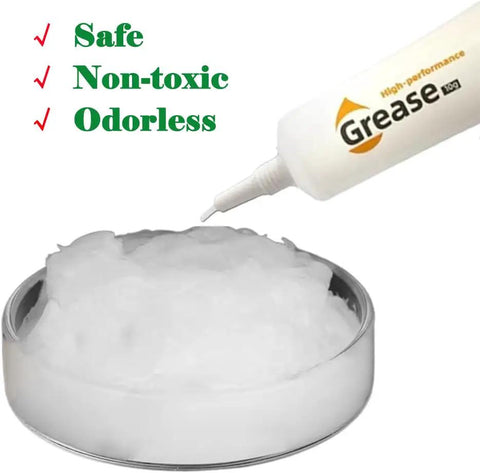Tube and dish of safe, non-toxic, odorless lubricant grease; designed for gears in Four Pack 10g 3D Printer Gear And Optical Axis Lubricant Grease For Ender 3 V3 KE Ender 3 V3 CR10 SE Kobra 2 Neptune 4 And More For Smoother Moves And Less Wear On All Axes