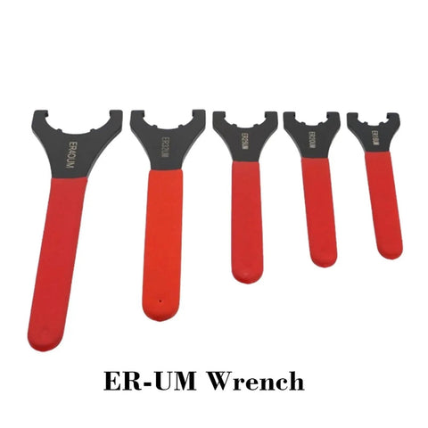 Heavy Duty ER Spanner Wrench For Collet Chuck Holder Spindle Nut Fits ER16 To ER50 Precision Tool Grip displayed in five sizes.