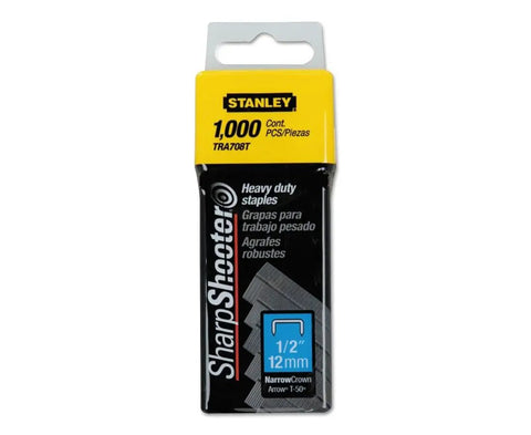 Pro Grade Half Inch Leg Staples For Staple Guns Bulk Pack One Thousand Count in heavy-duty packaging for outdoor use.
