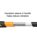 IsoCore 4 lb Sledge Hammer for Demolition and Driving with Shock Reduction handle showing insulation sleeve detail