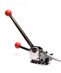 GD35 Manual Sealless Steel Strapping Machine Innovative Combination Banding Tool with red handles and metallic frame