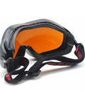 Badass Heavy Duty Laser Safety Glasses And Protective Goggles with orange lenses and adjustable strap for lab and shop safety.