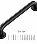 Rock Solid 12 Inch Matte Black Stair Handrail Wall Mounted Grip Aid For Indoor Outdoor Steps with mounting screws and plugs