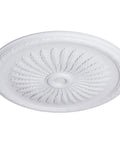 36 Inch Ceiling Medallion Finished In Juniper With One And A Half Inch Projection, Lightweight And Easy To Install, Fits Canopies Up To 7 Inches, Pre Primed For Paint Or Faux Finish, Big Ornate Look To Upgrade Any Light Fixture.