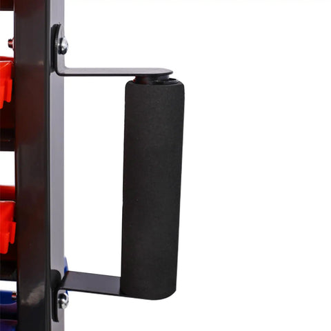 Handle detail of 90 Bin Storage Rack With Locking Casters For Garage And Workshop, Double-Sided Tool Organizer