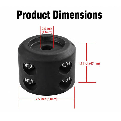 Tough As Nails Rubber Winch Rope Hook Stopper Kit with dimensions 2.5x1.9 inches and 0.5 inch hole, designed for off-road use.