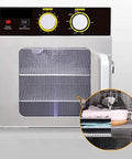 No Stress Six Tray Stainless Steel Food Dehydrator Machine For Fruits Vegetables Beef Jerky Snacks And Herbs With Horizontal Airflow Setup showing exterior view and controls.