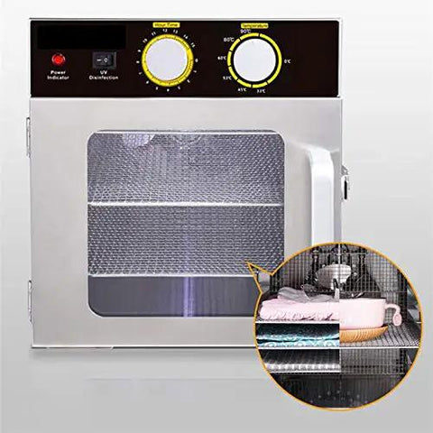 No Stress Six Tray Stainless Steel Food Dehydrator Machine For Fruits Vegetables Beef Jerky Snacks And Herbs With Horizontal Airflow Setup showing exterior view and controls.