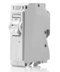 Straight Shot 15 Amp Single Pole Plug On Branch Circuit Breaker delivering thermal magnetic kickback protection for 120 Volt home panels, white finish.