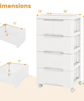 Dimensions of Five Drawer Rolling Storage Cart On Wheels White Plastic Organizer For Home Office And Living Room