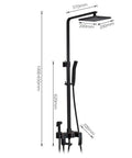 UMJIGF Shower System with Hot and Cold Water Black Shower Faucet Set Multifunction Single Handle Shower Combo Set dimensions and design.