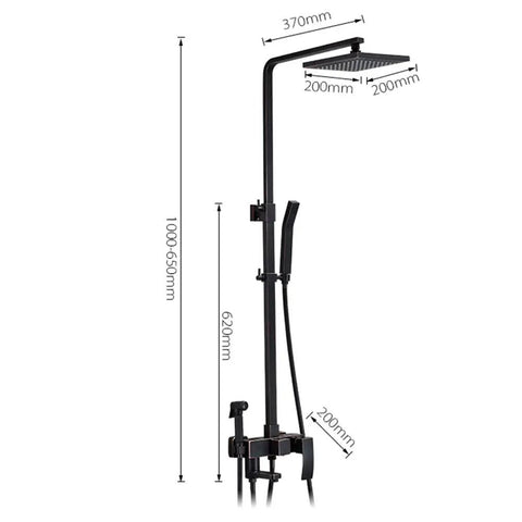 UMJIGF Shower System with Hot and Cold Water Black Shower Faucet Set Multifunction Single Handle Shower Combo Set dimensions and design.