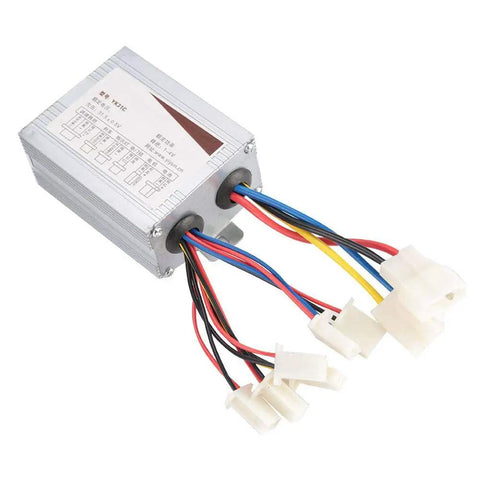 Brushed Motor Speed Controller Box With Throttle Grip For 24V 36V 48V Electric Scooters E Bikes And Trikes 500W Aftermarket Handlebar Controller Non Slip Grip Easy Installation On Right Side, silver metal box with wire harness