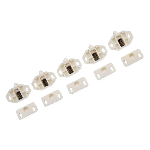 Five Pack Door Roller Catch Kit With Loaded ABS Rollers, White Magnetic Cabinet Door Latches for kitchen cabinets, 35mm x 21mm hardware