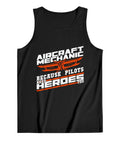 Men's Aircraft Mechanic Tank Top, Summer Breathable Cotton Sleeveless Muscle Shirt with graphic design for outdoor activities.