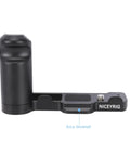 L-Shaped Grip For Sony ZV-1 II And ZV-1F Vlog Cameras With Black ARCA Extension Bracket and Quick Release Plate side view